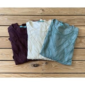 Lot of 3 RIO BAZAAR Long Sleeve Beaded Shirts S